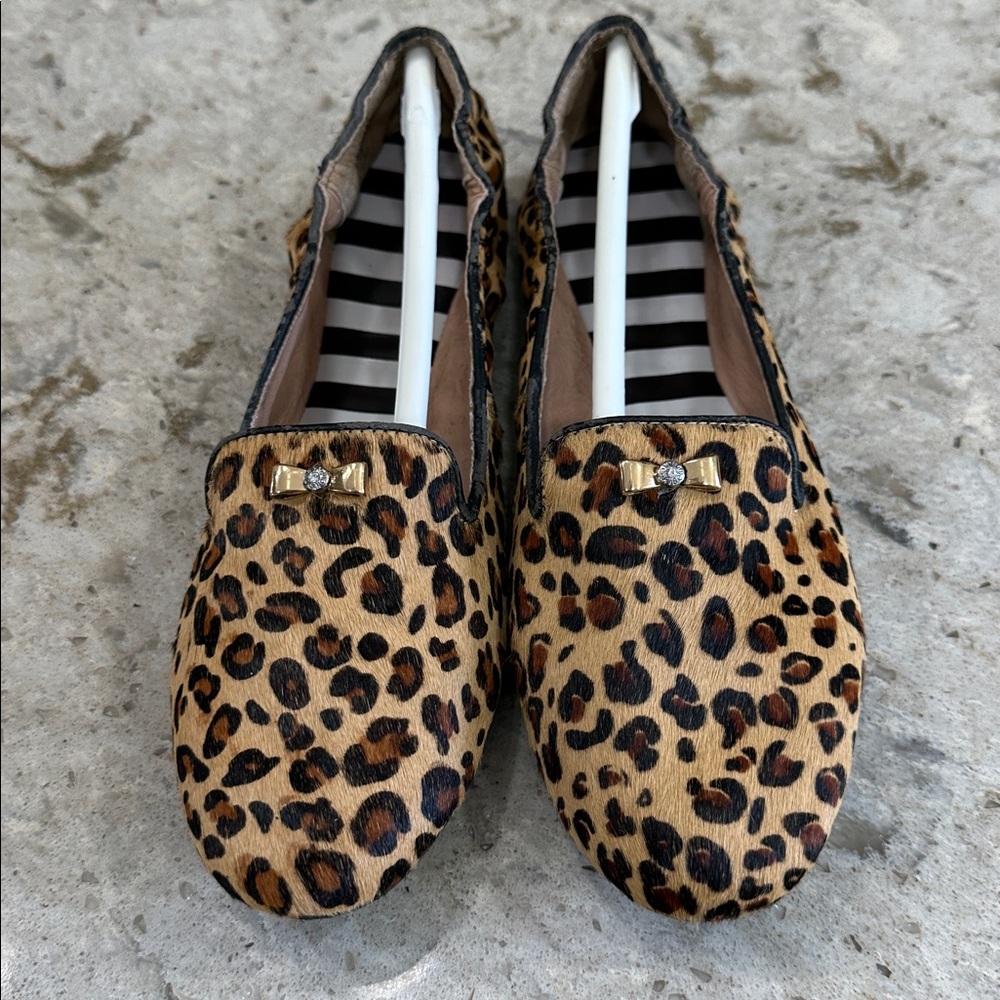 Henri Bendel Ambition Leopard Print Flats with Bow Accent